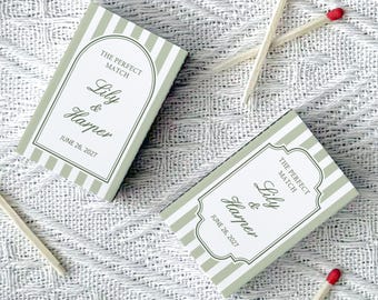 Custom Arch Stripe Matchboxes, Personalized Wedding Favor, The Perfect Match Matchbooks for Vintage Romantic Wedding, Engagement Party