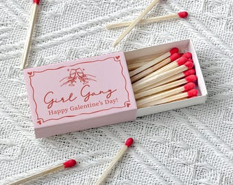 Galentine's Day Matchboxes Girl Gang Favors, Custom Pink Bridesmaid Cocktail Party, Besties Gifts, Galentine Decorations