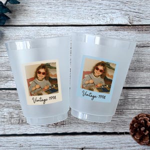 Personalized Party Cups, Vintage 1995 Birthday Party Frosted Cup, Custom Face Party Cups, 30th Birthday Decorations, Birthday Party Favors