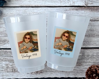 Personalized Party Cups, Vintage 1995 Birthday Party Frosted Cup, Custom Face Party Cups, 30th Birthday Decorations, Birthday Party Favors