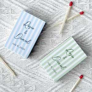 Custom Wedding Match Boxes with Name and Date, Double Sided Personalized Matchbox, Minimalist Bride Groom Gifts, Wedding Favors for Guests
