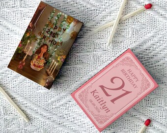 Custom Birthday Matchboxes with Photo, Personalized Party Favors, Double-Sided Printed Matches for 21st 30th 40th 50th 60th Birthday