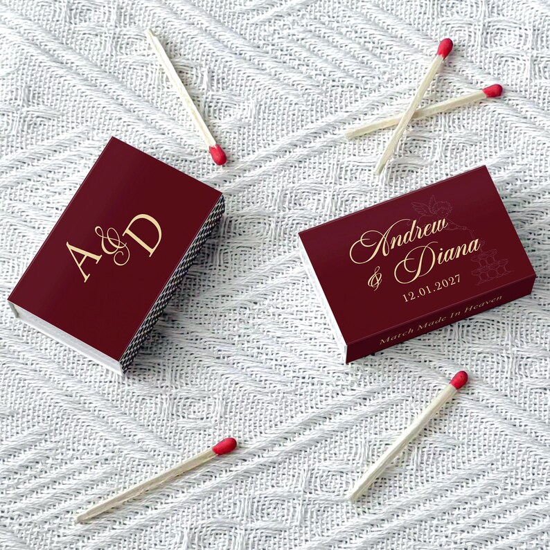 Personalized Wedding Favors for Guests Match Made in Heaven Burgundy ...