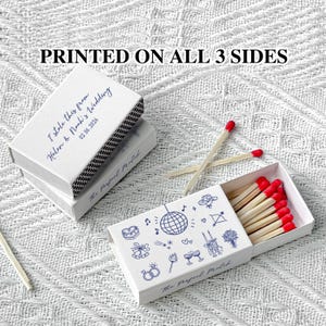 Wedding Matchbox Favors, Bulk Wedding Match, Unique Wedding Gift Idea, Custom Sketched Match box, Minimalist Doodle Wedding Matchboxes