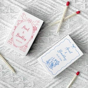 Set of 50 Bulk Wedding Matchboxes, Personalized Cocktail Party Matches, Custom Wedding Favors, Modern Design Matchbooks for Guests