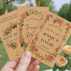 Personalized Wedding Seed Packets, Bulk Wedding Favors, Wedding Flower Seed Packets, Bridal Shower Party Favors, Wedding Reception Gifts