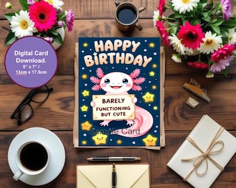 Carte 20e anniversaire Axolotl amusante, meme génération Z (téléchargement numérique)