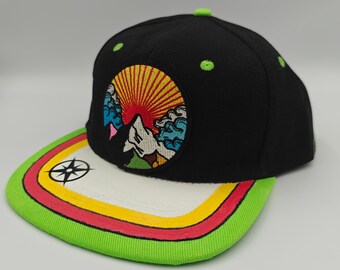 Mount snap, custom designed snap back hat.