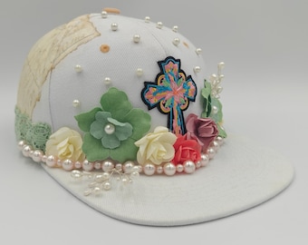 The snap and the cross, custom designed snap back hat.