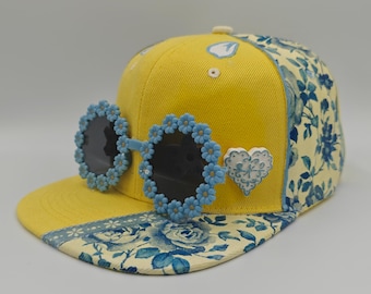 Elegant shaded Snap flower, custom designed snapback hat.
