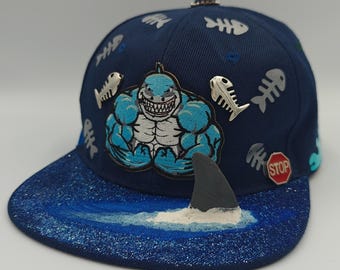 3D Shark Snapback Hat, Custom Designed