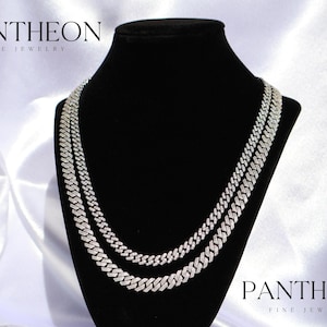 VVS1 Moissanite Miami Cuban Link Chain Necklace, 925 Sterling Silver/Rhodium Plated, Gift for Him and Her. Iced Out Hip Hop Jewelry.