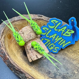 Custom hand tied Crappie jigs (Mustad sickle hooks only)