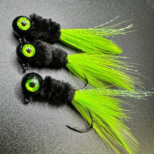 Custom hand tied Crappie jigs (Mustad sickle hooks only)