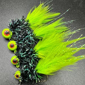 Custom hand tied Crappie jigs (Mustad sickle hooks only)