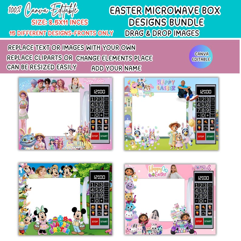 Microwave Gift Box Template Bundle,editable Easter Basket Microwave Box ...