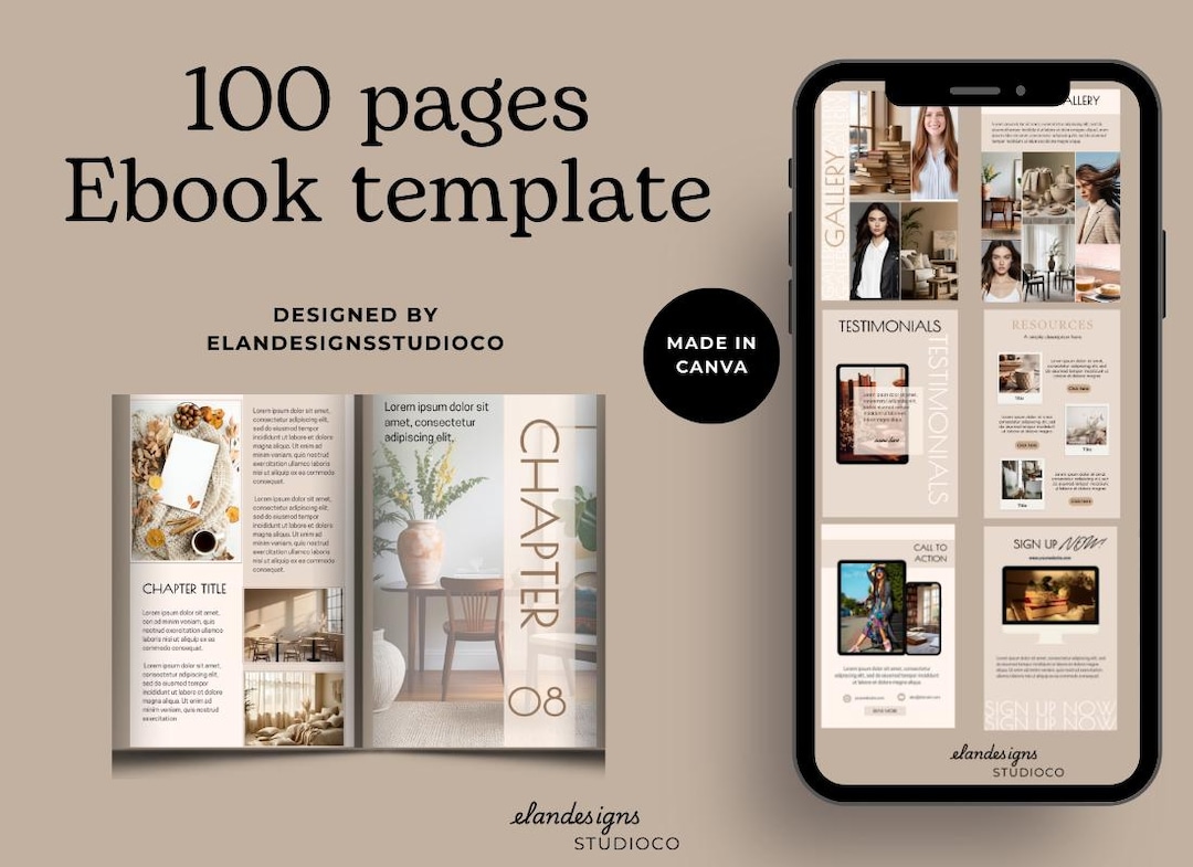 100 Page Ebook Template Canva Editable Template Guide Book Course ...