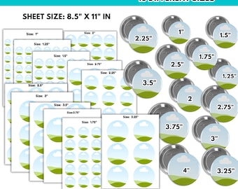 Button Pin Template Bundle Editable Canva Frame Sublimation 2 3.5 1.75 1.25 24 2.25 inch Custom Badge Circle Label Blank Pinback Button SVG