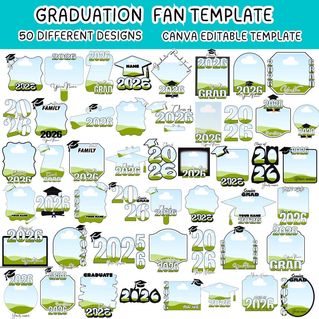 50 Grad Paddle Fan Templates Bundle,custom Grad Fan Canva Editable ...