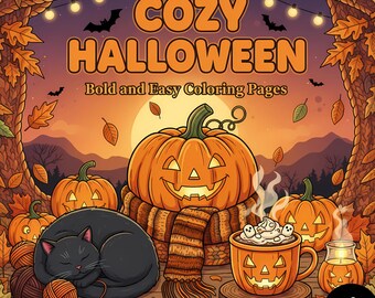 Cozy Halloween Coloring Pages Coco Wyo Coloring Book Cute Cozy Spooky Comfy Digital Coloring Bold Easy Pngs PDF Pages for Kids Teens Adults