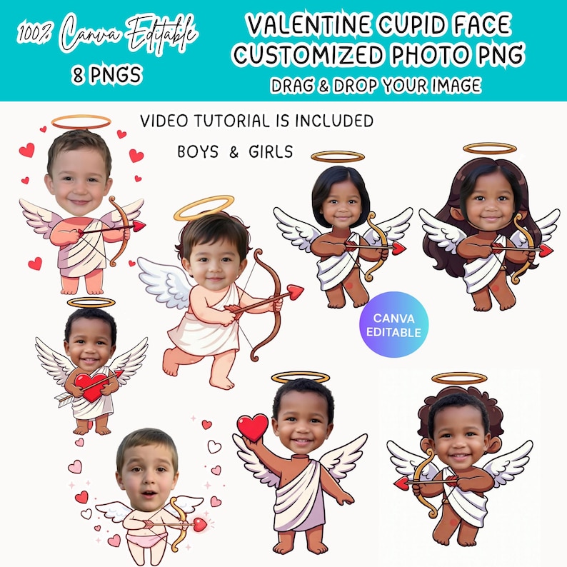 Valentine Cupid Face Editable Canva Templates,customizable Frames for ...