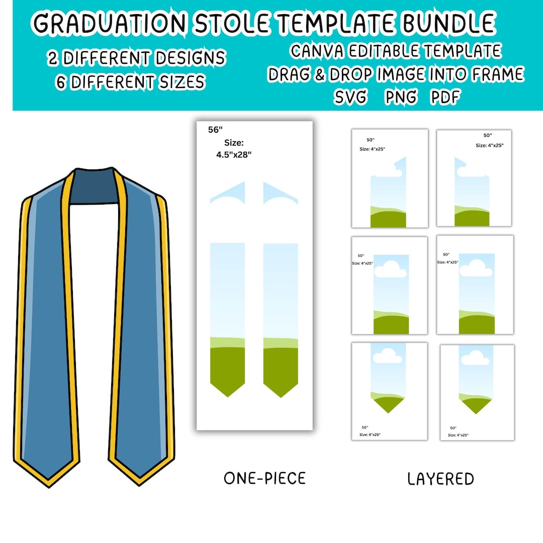 Editable Graduation Stole Canva Frame Template,grad 2026 Stole Art ...