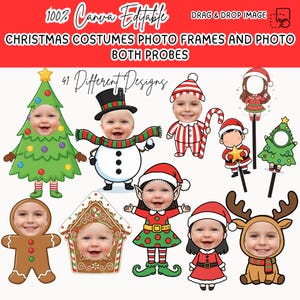 Más de 40 disfraces navideños, accesorios para fotomatón, kit para añadir tu propia cara, kit de fotos, elfo con cara en blanco, decoración para el aula, manualidad para niños