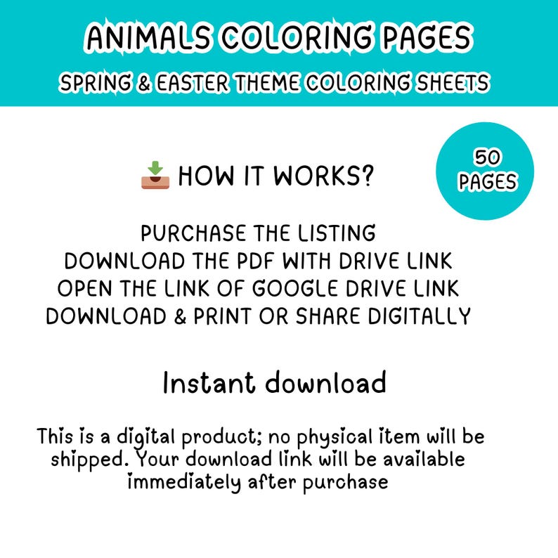 Paquete de páginas para colorear de animales de primavera, libro para colorear de adorables animales bebés kawaii, hojas para colorear de Pascua, actividades divertidas para niños en primavera. imagen 4