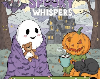Cozy Halloween coloring book cute spooky whispers coloring pages for teens and adults relaxing fall activity printable PDF digital download