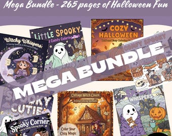 Halloween Coloring Books Bundle 8 Books 265 pages Coco Wyo Cute Cozy Spooky Comfy Bold Easy Digital Coloring PDF Pages for Kids Teen Adults
