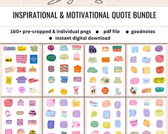 Motiverend stickerpakket: positieve affirmaties voor planners (digitale png, pdf-download)