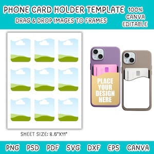 Phone Card Holder Editable Canva Template,Blank Phone Case Sublimation Design Customizable frames,Card Holder Phone Case svg png dxf