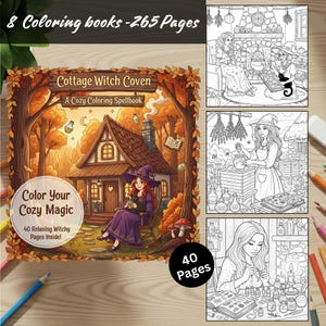 Halloween målarbokspaket 8 böcker 265 sidor Coco Wyo söt mysig läskig bekväm djärv enkla digitala målarbilder i PDF-format för barn tonåringar vuxna bild 7