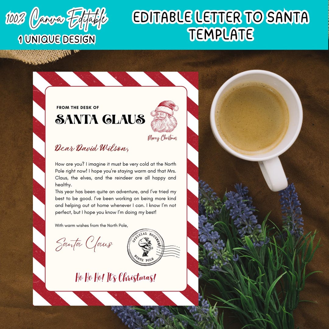 Christmas Personalized Letter to Santa Canva Editable Template,one ...