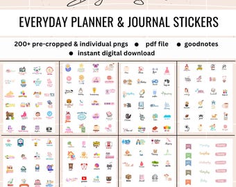Pegatinas para agenda digital "Everyday Life": más de 200 iconos PNG (GoodNotes, OneNote, iPad) (Descarga digital)