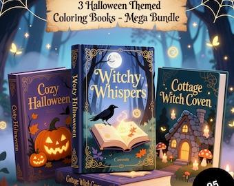 Halloween Coloring Books Bundle 3 Coco Wyo Coloring Books Cute Cozy Spooky Comfy Digital Coloring Bold Easy PDF Pages for Kids Teens Adults