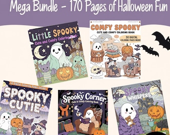 Halloween Coloring Books Bundle 5 Coco Wyo Coloring Books Cute Cozy Spooky Comfy Digital Coloring Bold Easy PDF Pages for Kids Teen Adults