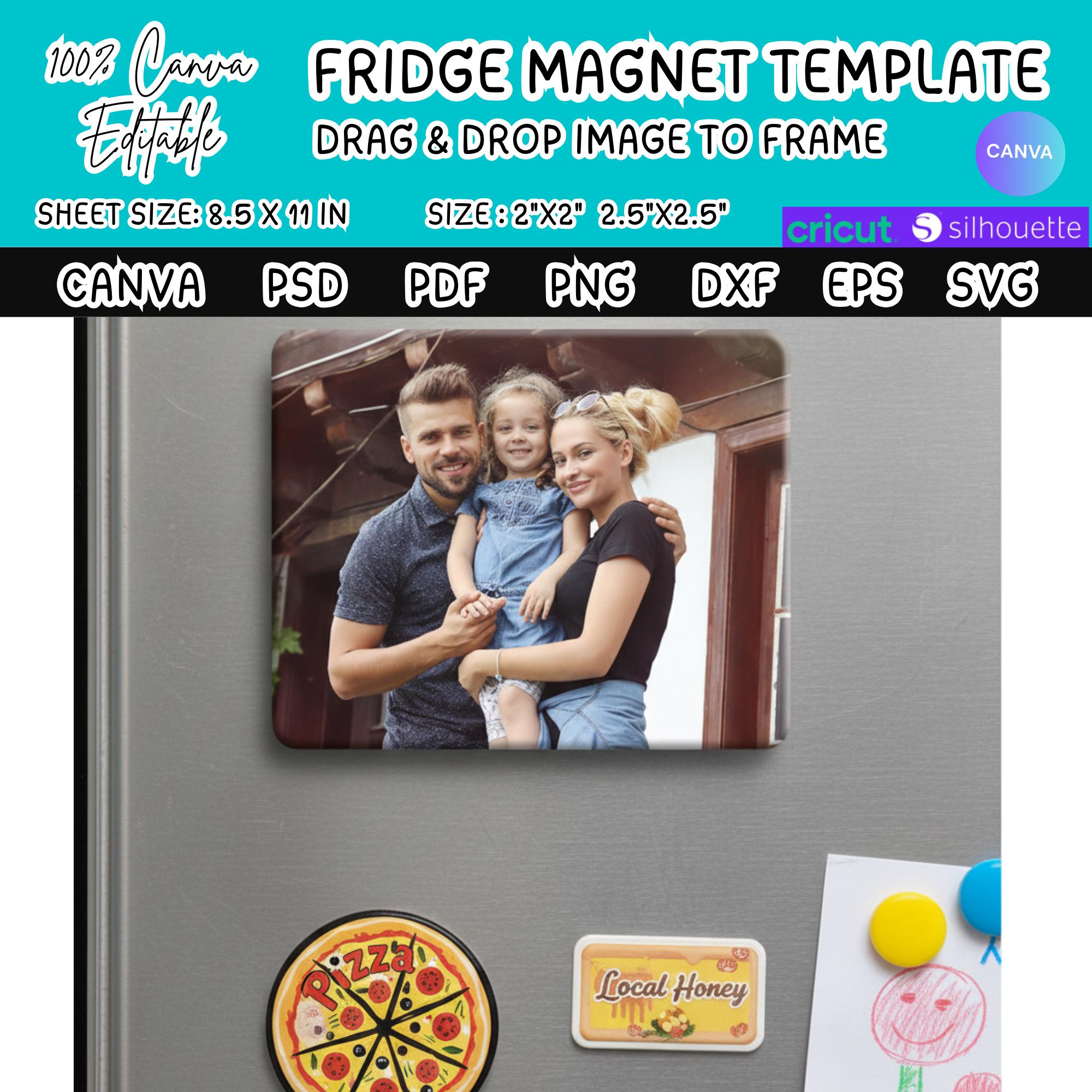 Fridge Square Magnet Template Canva Editable,2x2 2.5x2.5 in DIY Fridge ...