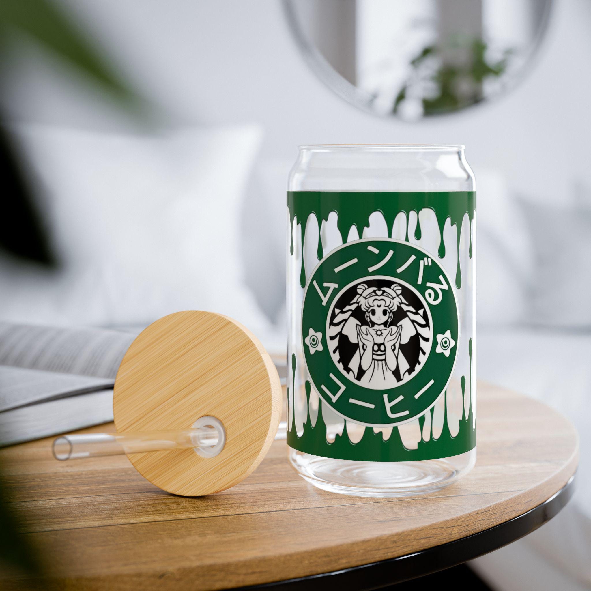 Sipper Glass, Starbucks Inspired 16oz - Coffee Lover Gift, Drinkware, Coffee Cup, Beverage Glass, Glass Tumbler