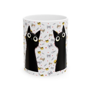 Whimsical Cat Ceramic Mug | Cute Coffee Cup | Gift for Cat Lovers | Fun Kitchen Decor | Cozy Home Essentials