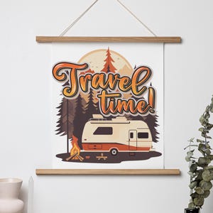 Travel Time Vertical Poster, Adventure Decor, Camping Theme Wall Art, Gift for Travelers, Hiking Wall Print, Nature Lover Decor
