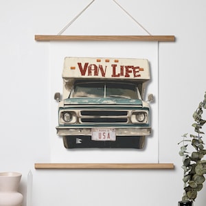 Vintage Van Life Poster, Retro Camper Decor, Adventure Wall Art, Travel Enthusiast Gift, Boho Home Decor, Road Trip Wall Art