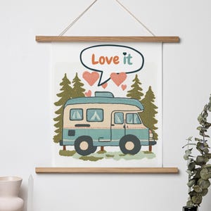Cozy Campground Poster, Vintage Van Decor, Nature Wall Art, RV Lover Gift, Camping Decor