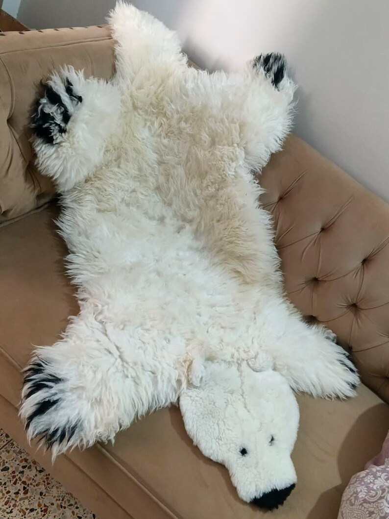 Sheepskin Polar Bear Rug: Shaggy Animal Pelt, Cozy Cabin Decor (2x4) - Etsy