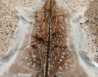 Deer Hide Rug • Spotted Fawn Print, Rustic Western Decor