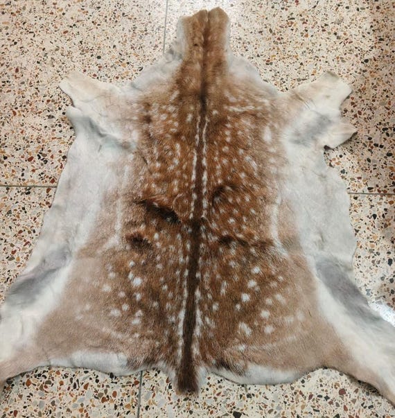 Deer Hide Rug • Spotted Fawn Print, Rustic Western Decor