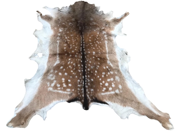 Spotted Hair-on Hide Rug • Genuine Fawn Print Calfskin, Rustic Decor