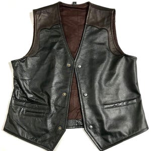 Leather Vest coat Biker Motorcycle Men Waistcoat Distress Black and Brown Vest Rider Vest