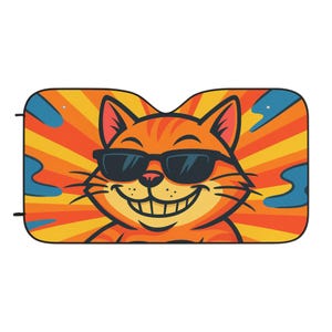 Cool Cat Car Sun Shades, Fun Automotive Accessory, UV Protection for Pet Lovers, Summer Gift for Cat Owners, Car Decor