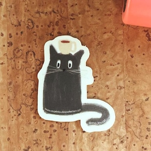 Wasserfester Vinyl Sticker "Coffee Cat" | 3 x 4 cm | digitale Illustration | bulletjournal | bottle sticker | planner sticker